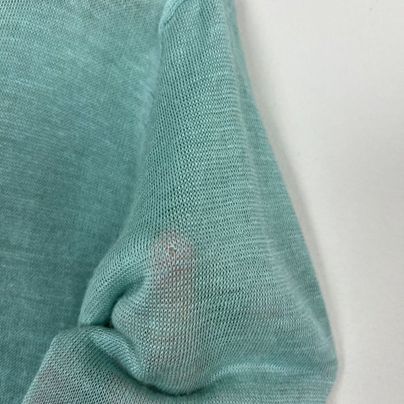 Citron Santa Monica Tunic Top Large Seafoam Green Knit Long Bell Sleeve Crochet‎ - Picture 8 of 13